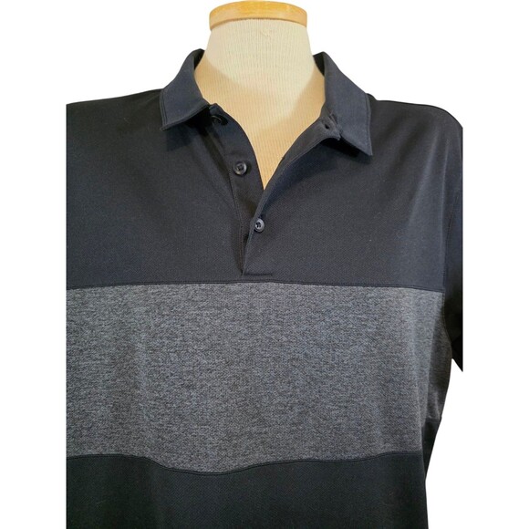 Nike Shirt Mens Large Black Striped Polo Dri Fit Performance Golf Logo Read - Picture 3 of 8